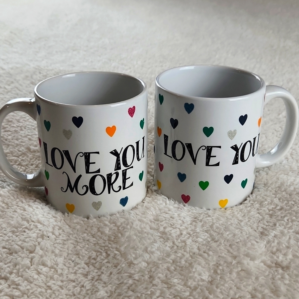 LOVE YOU & LOVE YOU MORE coffee cups by TMD holdings. NWOT. ADORABLE!!!